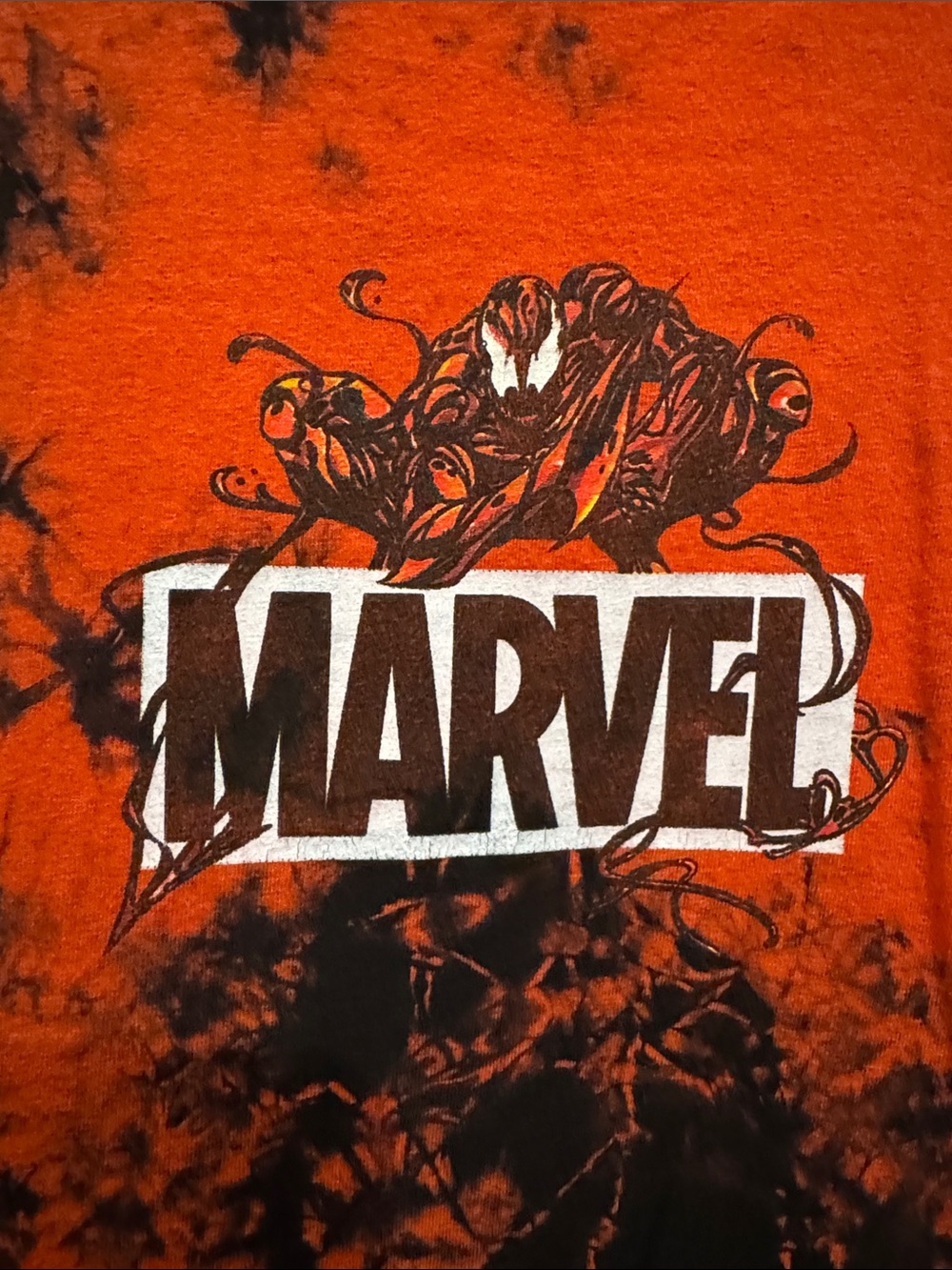 Marvel Spider-Man Carnage Box Logo Tie-Dye T-Shirt Adult Unisex